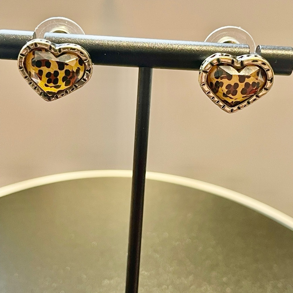 Heart-Shaped Leopard Print Earrings